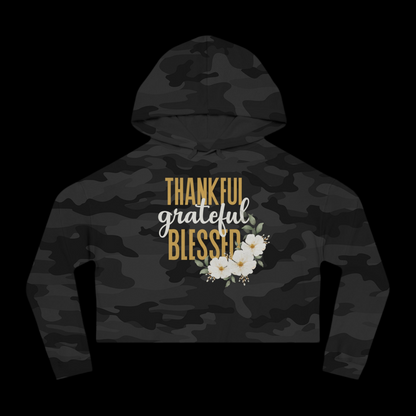 Women’s Cropped Sweatshirt - Thankful Grateful Blessed
